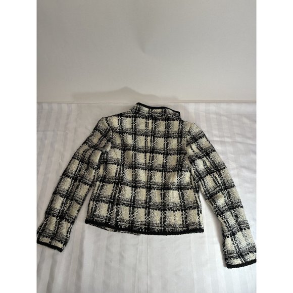 Chicos Classy Wool Blend Short Jacket Womens Black/White SZ 0 Very Gd Condition - Picture 3 of 12